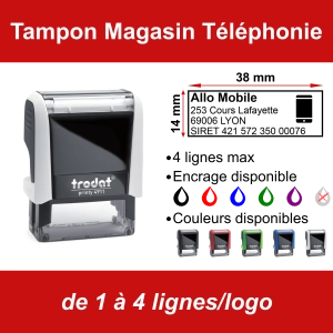Tampon Magasin Téléphonie 4 lignes/logo