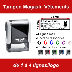 Tampon Magasin Vêtements 4 lignes/logo