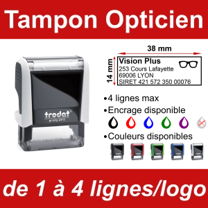 Tampon Opticien 4 lignes/logo