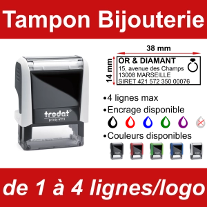 Tampon Bijouterie 4 lignes/logo