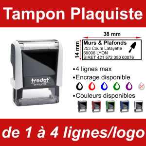Tampon Plaquiste 4 lignes/logo