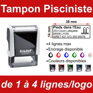 Tampon Pisciniste 4 lignes/logo