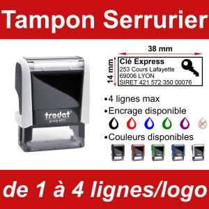 Tampon Serrurier 4 lignes/logo