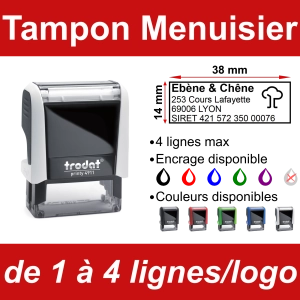 Tampon Menuisier 4 lignes/logo