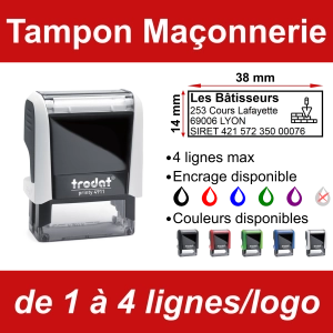 Tampon Maçonnerie 4 lignes/logo