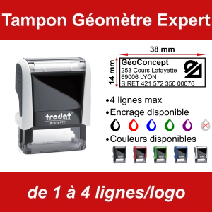 Tampon Géomètre Expert 4 lignes/logo
