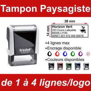 Tampon Paysagiste 4 lignes/logo