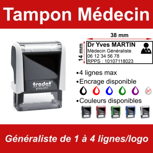 Tampon Médecin Généraliste 4 lignes/logo