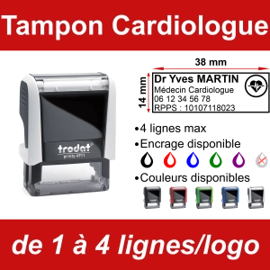 Tampon Cardiologue 4 lignes/logo