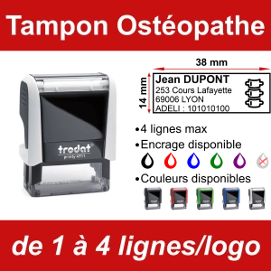 Tampon Ostéopathe 4 lignes/logo