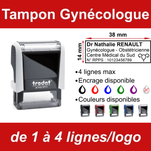 Tampon Gynécologue 4 lignes/logo