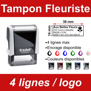 Tampon Fleuriste 4 lignes/logo