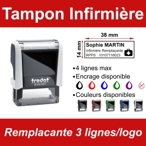 Tampon Infirmière Remplacante 3 lignes/logo