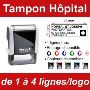 Tampon Hôpital 4 lignes/logo
