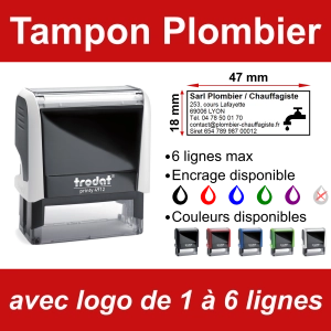 Tampon Plombier/Chauffagiste 6 lignes/logo