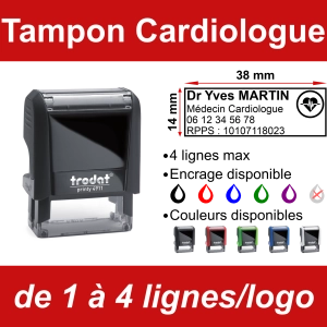 Tampon Cardiologue 4 lignes/logo