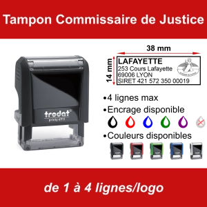 Tampon Commissaire de Justice 4 lignes/logo