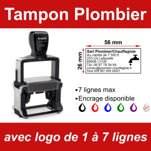 Tampon professionnel Plombier/Chauffagiste 7 lignes/logo