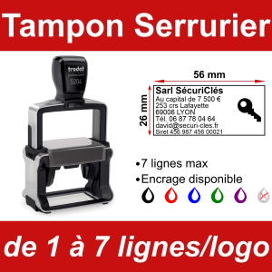 Tampon professionnel Serrurier 7 lignes/logo
