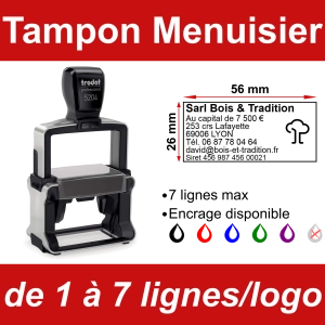 Tampon professionnel Menuisier 7 lignes/logo