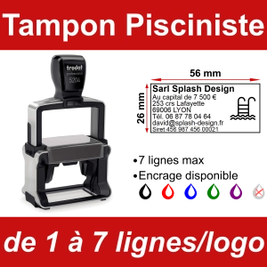 Tampon professionnel Pisciniste 7 lignes/logo
