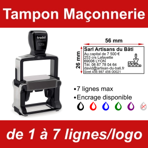 Tampon professionnel Maçonnerie 7 lignes/logo