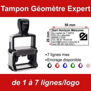 Tampon professionnel Géomètre Expert 7 lignes/logo
