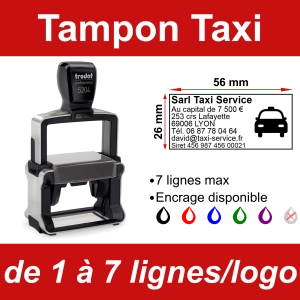 Tampon professionnel Taxi 7 lignes/logo