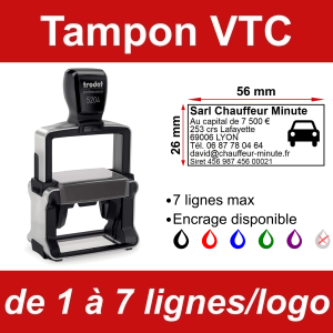 Tampon professionnel VTC 7 lignes/logo