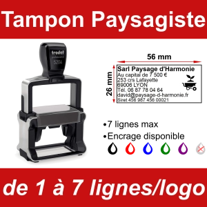 Tampon professionnel Paysagiste 7 lignes/logo