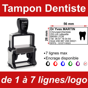 Tampon professionnel Dentiste 7 lignes/logo