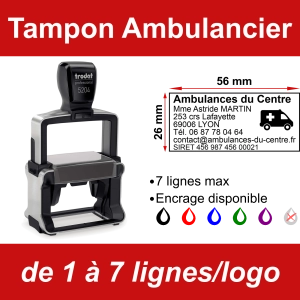 Tampon professionnel Ambulancier 7 lignes/logo