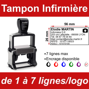 Tampon professionnel Infirmière 7 lignes/logo