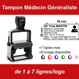 Tampon professionnel Médecin Généraliste 7 lignes/logo