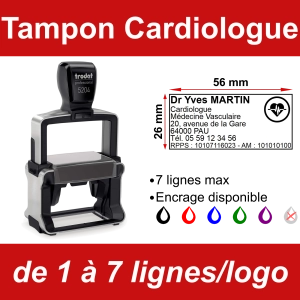 Tampon professionnel Cardiologue 7 lignes/logo