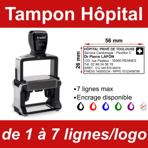 Tampon professionnel Hôpital 7 lignes/logo