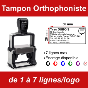 Tampon professionnel Orthophoniste 7 lignes/logo