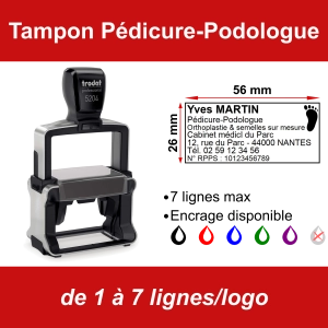 Tampon professionnel Pédicure-Podologue 7 lignes/logo