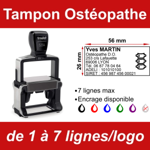 Tampon professionnel Ostéopathe 7 lignes/logo