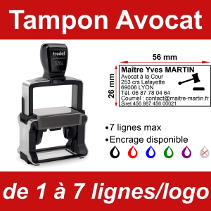 Tampon professionnel Avocat 7 lignes/logo