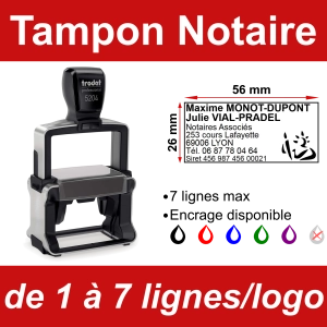 Tampon professionnel Notaire 7 lignes/logo