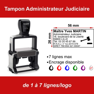 Tampon professionnel Administrateur Judiciaire 7 lignes/logo