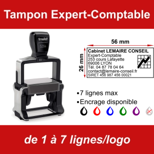 Tampon professionnel Expert-Comptable 7 lignes/logo