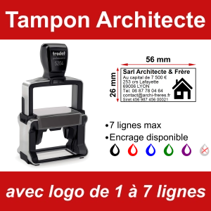 Tampon professionnel Architecte 7 lignes/logo