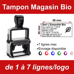 Tampon professionnel Magasin Bio 7 lignes/logo