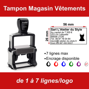 Tampon professionnel Magasin Vêtements 7 lignes/logo