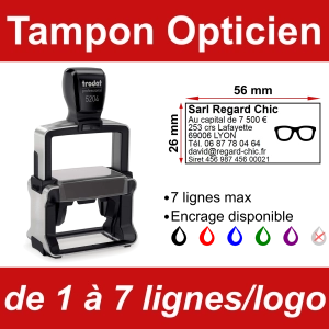 Tampon professionnel Opticien 7 lignes/logo