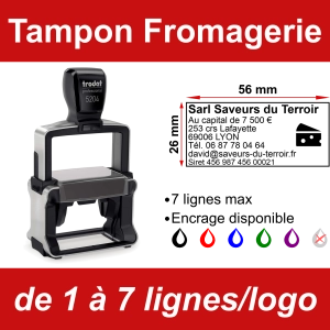 Tampon professionnel Fromagerie 7 lignes/logo