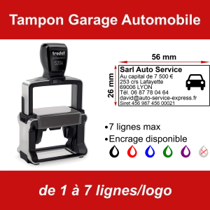 Tampon professionnel Garage Automobile 7 lignes/logo