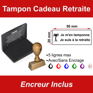Tampon Cadeau Retraite 50x20mm + encreur